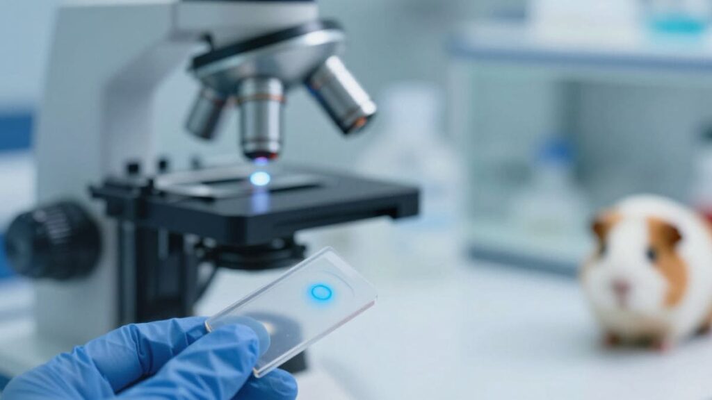 Microscopio a fluorescenza in un laboratorio di ricerca: gli strumenti usati per caratterizzare il modello murino della Distrofia Miotonica di tipo 2